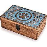 Mahasu Decorative Urn Mango Wood Urn Box for Human Ashes, Cremation Funeral Paw Print Box Urns for Dogs-Pet (8" x 5" x 3")