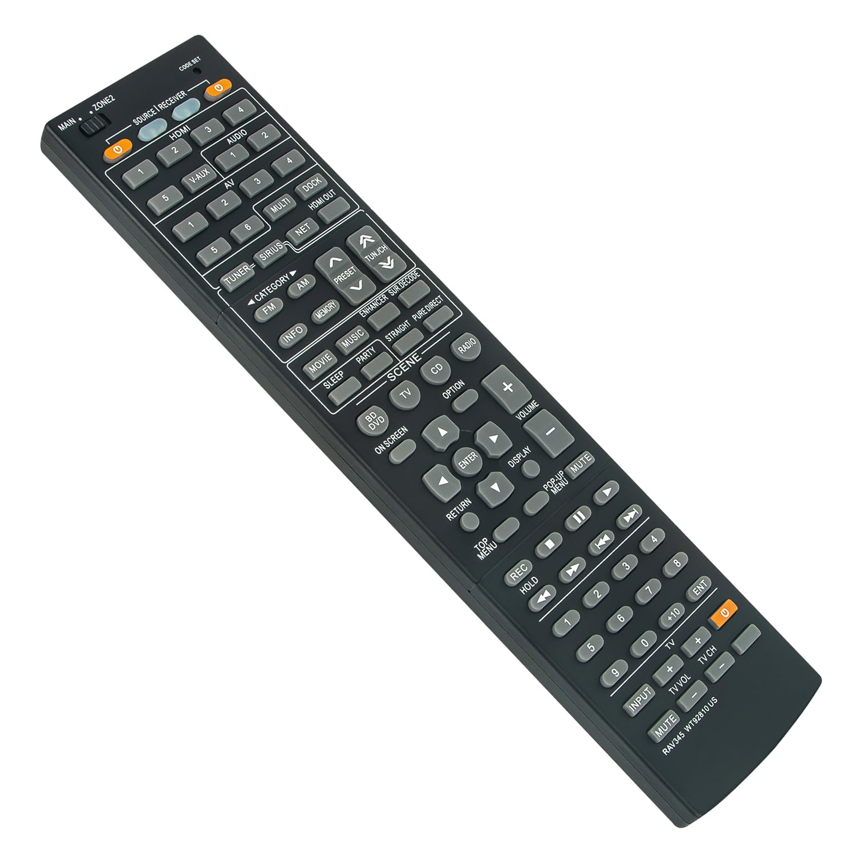 AULCMEET RAV345 WT92810US Remote Control Replace fit for Yamaha Audio Receivers RX-V765 RXV765 RX V765