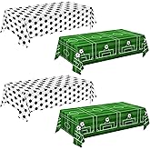 QIYANPAX 4 Pieces Soccer Tablecloths - Soccer Birthday Party Decorations Soccer Table Cloth Soccer Tablecloth Plastic Table Cover for Sports Soccer Theme Party Decorations, 54 x 108 Inch