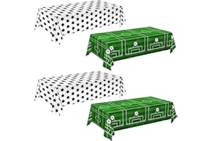 QIYANPAX 4 Pieces Soccer Tablecloths - Soccer Birthday Party Decorations Soccer Table Cloth Soccer Tablecloth Plastic Table Cover for Sports Soccer Theme Party Decorations, 54 x 108 Inch