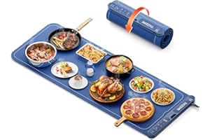 THZDMI Extra Large Food Warming Mat 40"x16"- Fast Heating Silicone Electric Warming Tray with Raised Feet Protects Table, Roll Up Buffet Hot Plates Heat Pad, Portable Food Warmer for Parties Home Travel