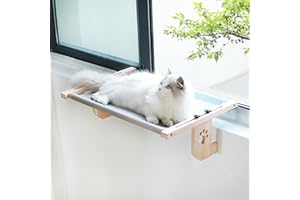 LIRAVIVA Cat Window Perch,Cat Window Hammock,Cat Window Seat,Cat Window Bed,Easy to Adjust Cat Hammock for Window, Bedside,Drawer and Cabinet (Blue-Gray, Large)