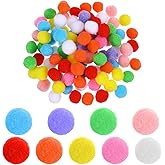 100 Pieces Pom Poms for Crafts, 0.79 Inch Multicolor Bulk Pom Poms, Fuzzy Pompom Puff Balls for DIY Arts, Craft Making Decorations Projects, Home Party Decorations
