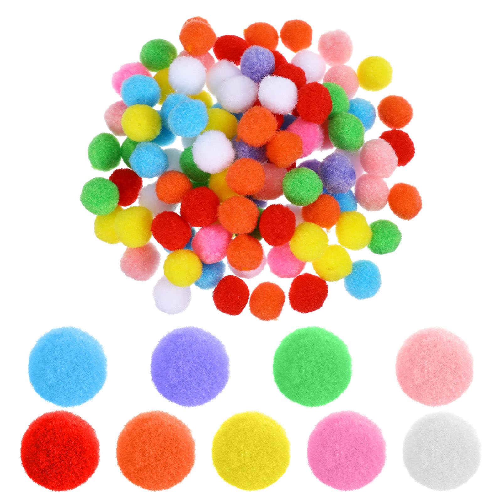 Photo 1 of 100 Pieces Pom Poms for Crafts, 1 Inch Multicolor Bulk Pom Poms, Fuzzy Pompom Puff Balls for DIY Arts, Craft Making Decorations Projects, Home Party Decorations