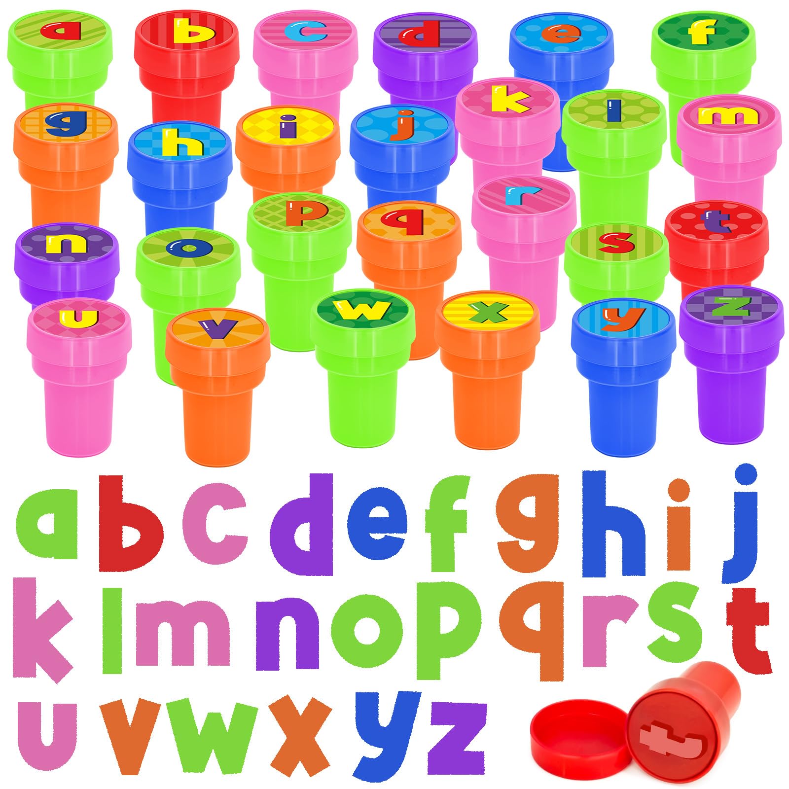 Photo 1 of Cinrobiye 26 Pcs Alphabet Stampers for Kids, A-Z Letter Stamp Set for Classroom Rewards Birthday Party Favors Preschool Learning Crafts Goodie Bag Fillers pinata