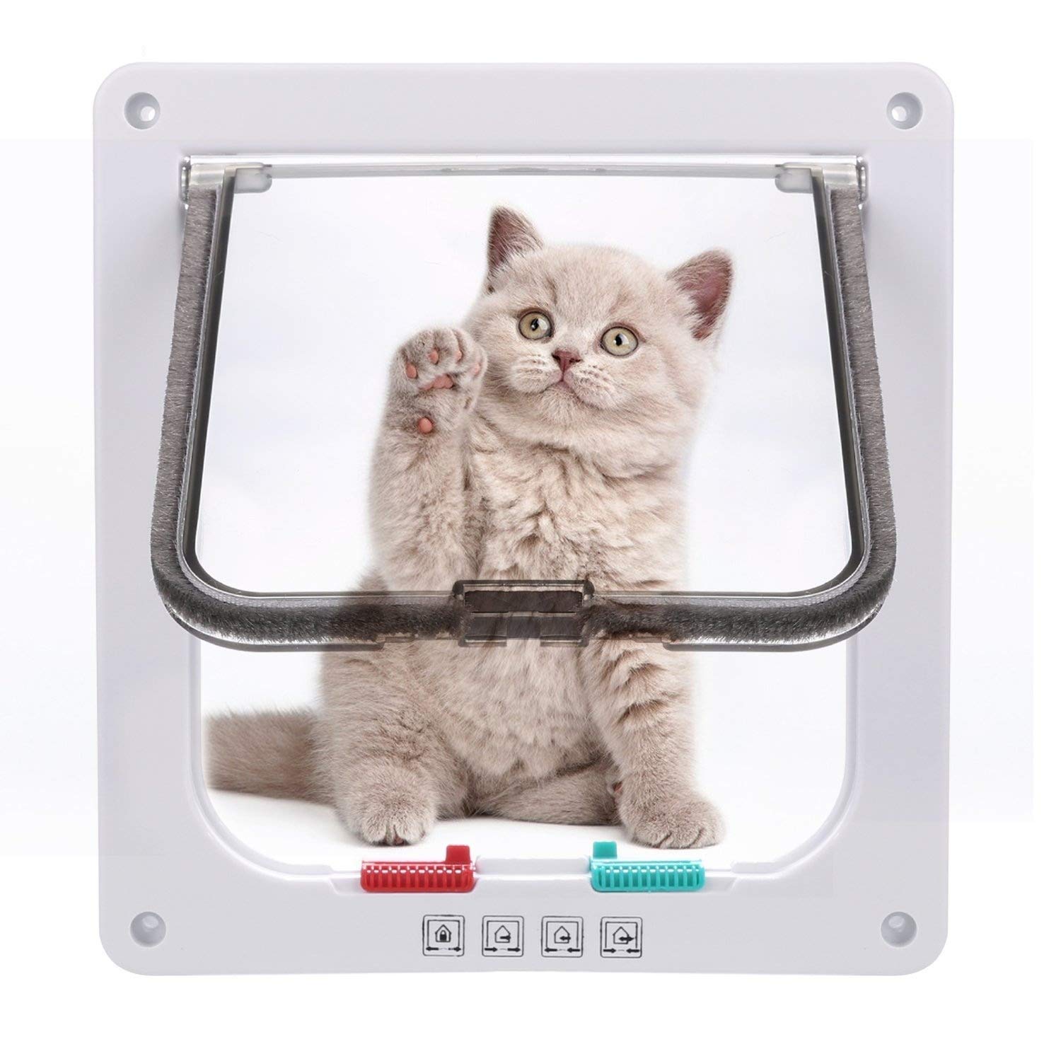 Sailnovo Cat Flap Dog Flap 4 Way Magnetic Clasp for Cats, Large Dogs 23.5 x 25 x 5.4cm Dog Door Cat Door Pet Flap, Install Easily with Telescopic Frame.