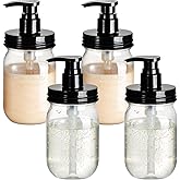 Amolliar Plastic Mason Jar Soap Dispenser with Pump Lid,16OZ Refillable BPA-Free Hand Soap Dispenser Set with Cute Lables - Farmhouse Decor for Kitchen/Bathroom,Liquid Soap,Dish Soap, Lotion (4 Pack)