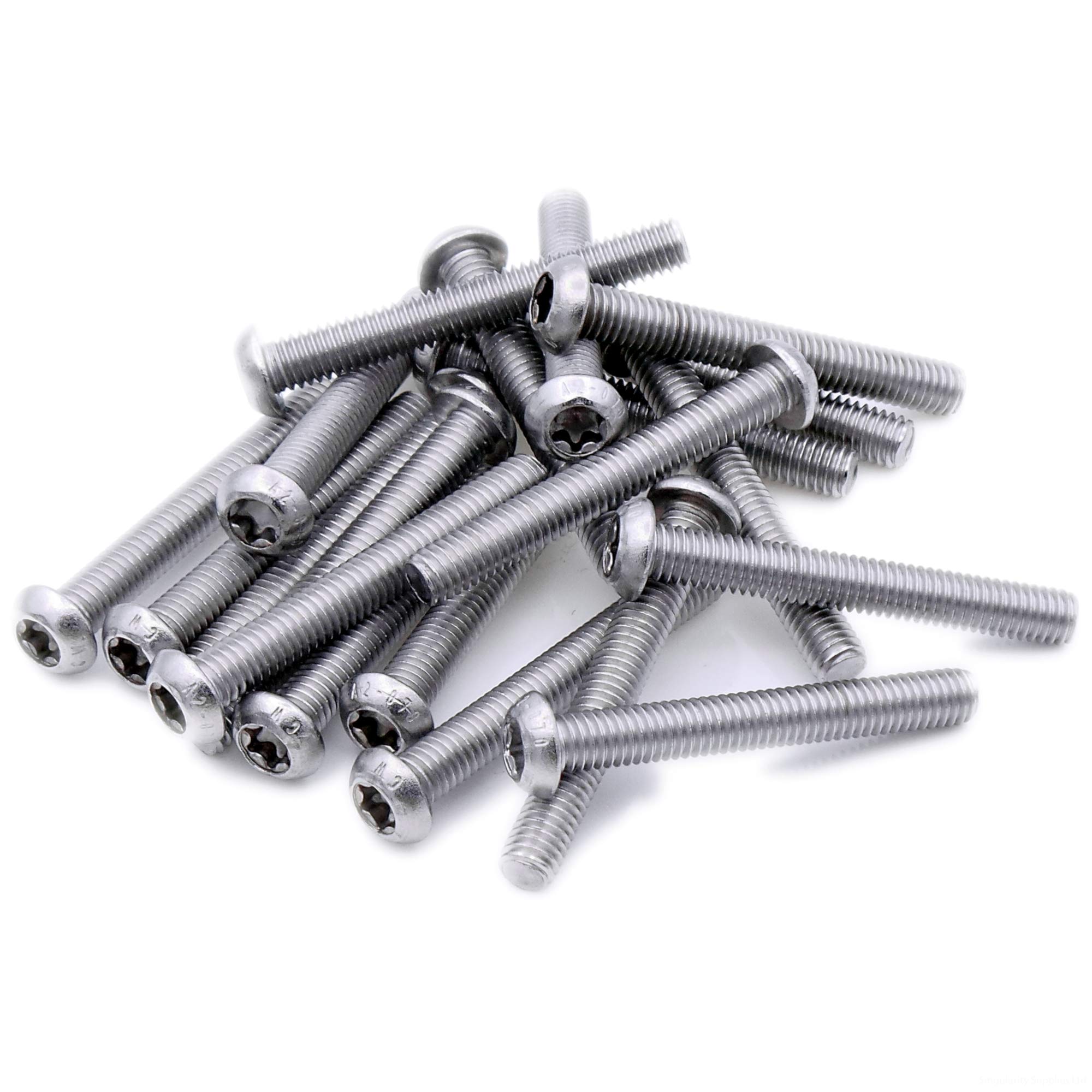M4 (4mm x 45mm) TX Socket Button Machine Screw (Bolt) - Stainless Steel (A2) (Pack of 20)