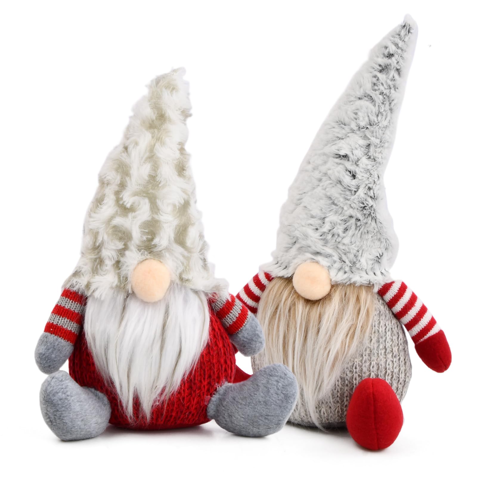 Volumoon 2-Piece Christmas Gnomes Plush Santa, 25cm & 29cm, Handmade Scandinavian Elf Ornaments, Gonk Gnome for Home Office Tabletop Decor Gift