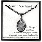 Zocomi Catholic First Communion/Confirmation Gifts for Boys Men,Saint Christopher/Michael/Anthony/Jude/Joseph Medal Necklace,Oval Saint Patron Medal Religious Amulet Gifts