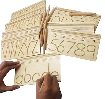 Buy Goappugo Kids Wooden Educational Capital And Small Alphabet And Number Writing Practice Board Toy 2 4 Years Brown Online At Low Prices In India Amazon In