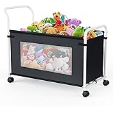 KEEGH Extra Large Toy Box for Kids with 360° Rotating Wheels, Heavy Duty Toy Chest for Boys and Girls, Toy Storage Organizer for Kids, Toy Bins for Living Room, Nursery, Bedroom(Black)