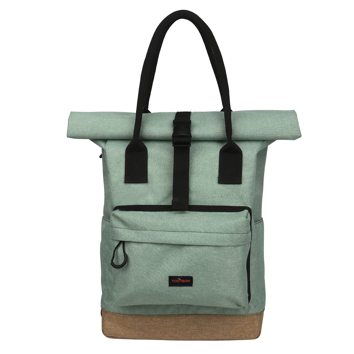 TOURBON Nylon Bicycle Rolltop Backpack Rear Shoulder Pannier Outdoor Tote Bag Green