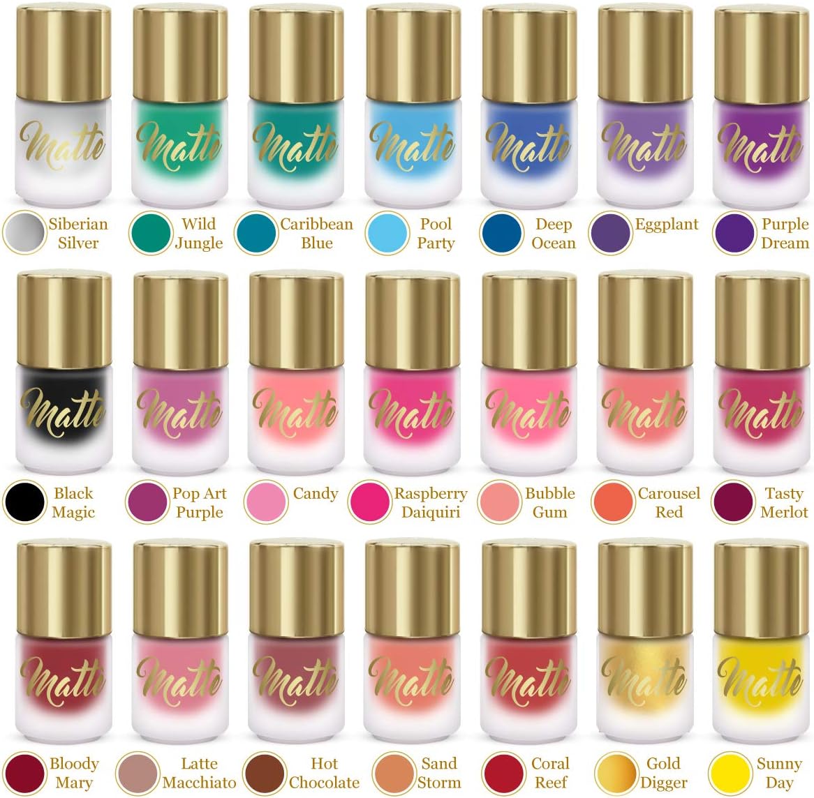 Matte Nail Polish Set, 18 Shades in a Luxury Black and Gold Box with Magnetic Closure - Image 3