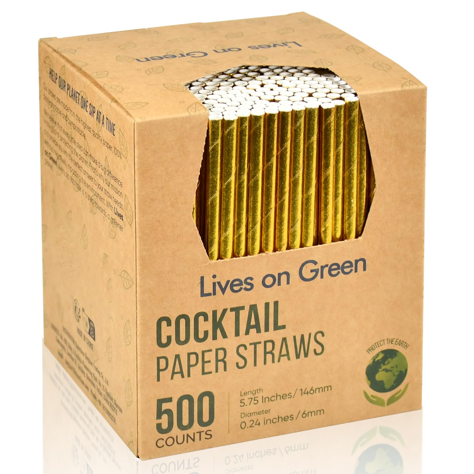 14.6 x 0.6 cm Short Golden Paper Cocktail Straws and Stirrers 500 Pieces - for Party Wedding Bar Restaurant
