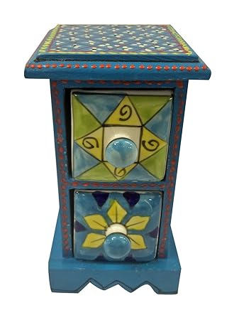 Buy Ceramic Drawer Wooden Box Two Drawer Jewelry Box Spice Box
