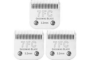 MEMIRY 3 Pcs Size 7FC Detachable Dog Grooming Blades, Compatible with Andis, Oster A5, Wahl KM10 Series Clippers, Cut Length 3.2mm, Silver (7FC 3.2mm, 3Packs)