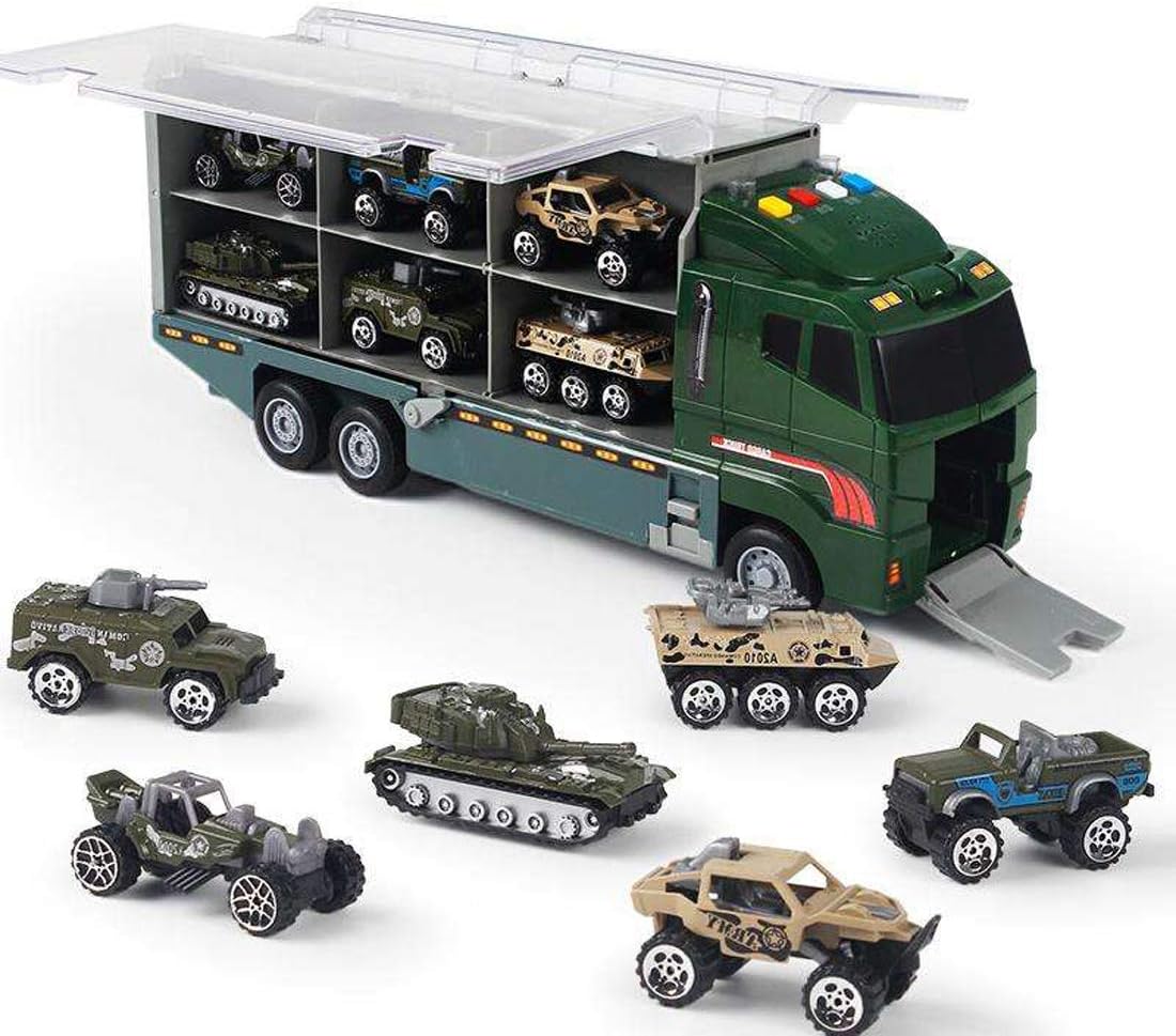PowerTRC Die-cast Military Truck Army Vehicle Models Car Toys, Mini Battle Army Toy, Panzer, Anti-Air Vehicle, Helicopter Playset for Kids: Toys & Games