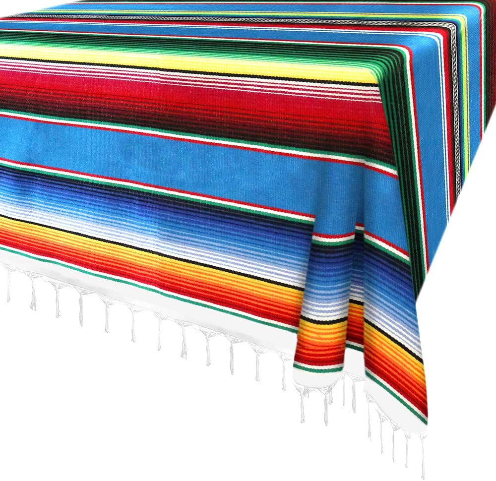 84 X 59 Inch Mexican Serape Blanket Bay Window Blanket, Mexican Tablecloth Serape Tatami Blanket Bed Blanket Table Cover Tapestry Blanket Picnic Mat for Mexican Party Wedding Decorations: Furniture & Decor