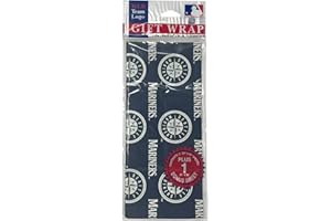 Pro Specialties Group MLB Seattle Mariners Wrapping Paper, 3 Sheets, Team Colors