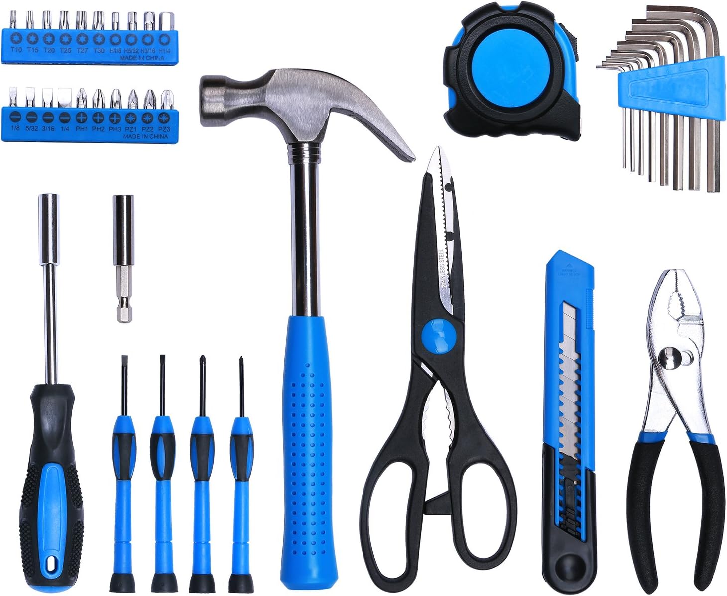 Best Choice 40-Piece All Purpose Household Tool Kit – Includes All Essential Tools for Home, Garage, Office and College Dormitory Use - - 