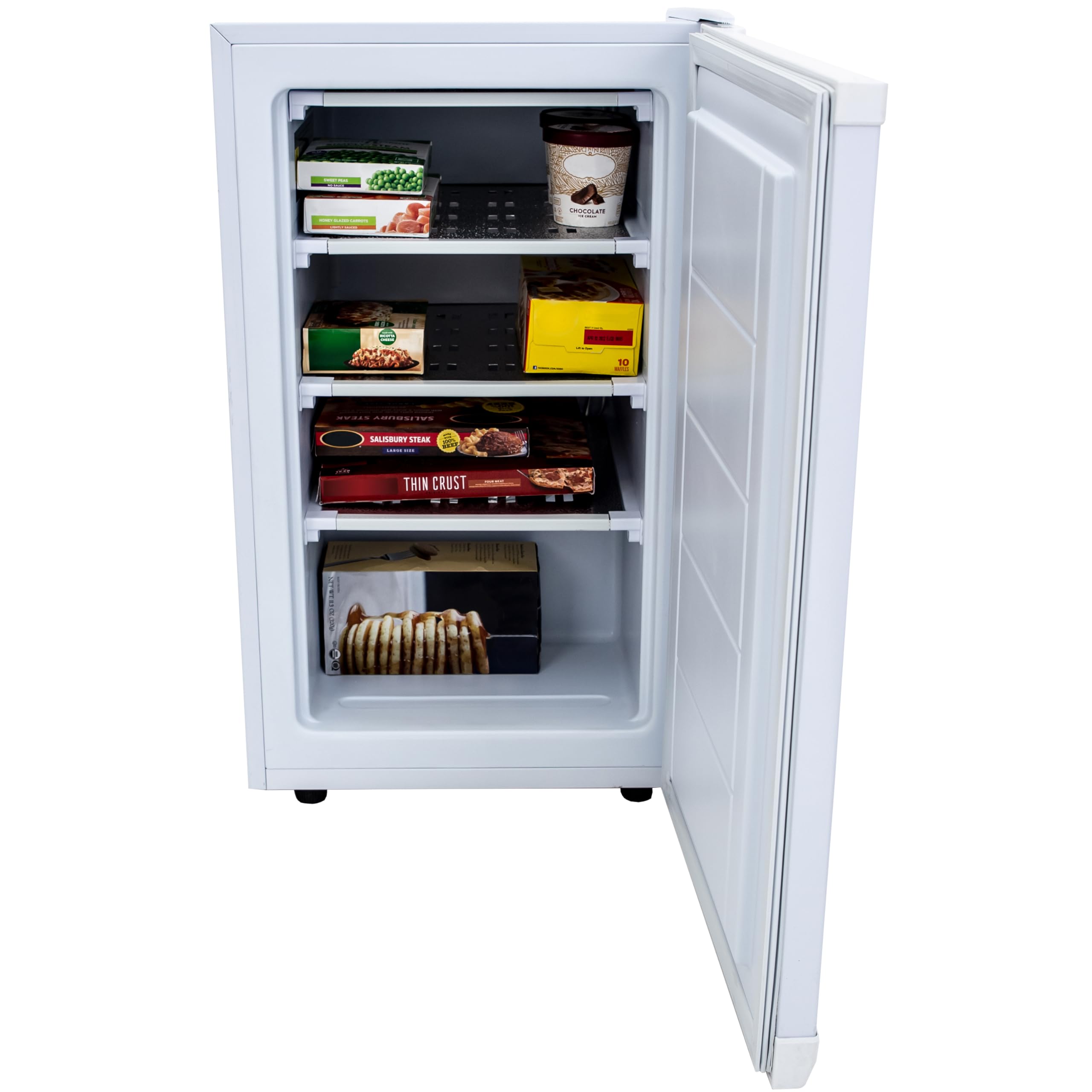 Photo 1 of Avanti VF306 Upright Freezer Compact 3 Fixed Metal Shelves, Reversible Door Adjustable Temperature Control and Flush-Back Design Perfect for Home, Office, Basements & More, 2.8 cu.ft, White