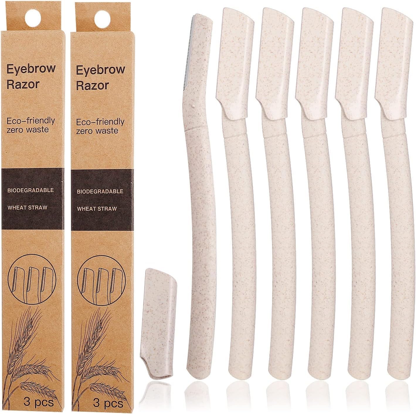 6PCS Dermaplaning Blades for Face, WheatStraw Eyebrow Razor Face Peach Fuzz Remover Face Razors for Women