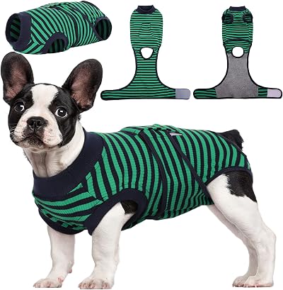 Kuoser Dog Surgery Recovery Suit XS Green Post-Op Onesie E-Collar Alternative