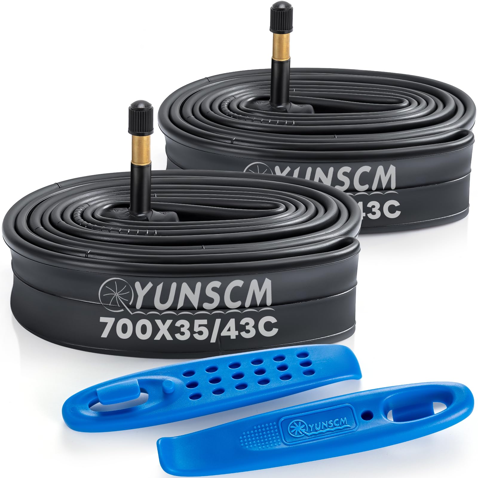 YunSCM 2-PCS 700C Bike Inner Tubes 700x35C 700x38C 700x40C 700x42C 700x43C ETRTO 35/45-622 AV48mm Schrader Valve Compatible with 700x35C/38C/40C/42C/43C Off/On Bike Tyre Tubes