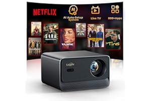 Projector with WiFi and Bluetooth, Mini-Projector: [For Netflix & AI Auto-Setup System & Live TV& 1000ANSI & 800+Built-inApps &Browser],Lisowod L03Pro 1080P Smart Portable-Outdoor-Movie Projector