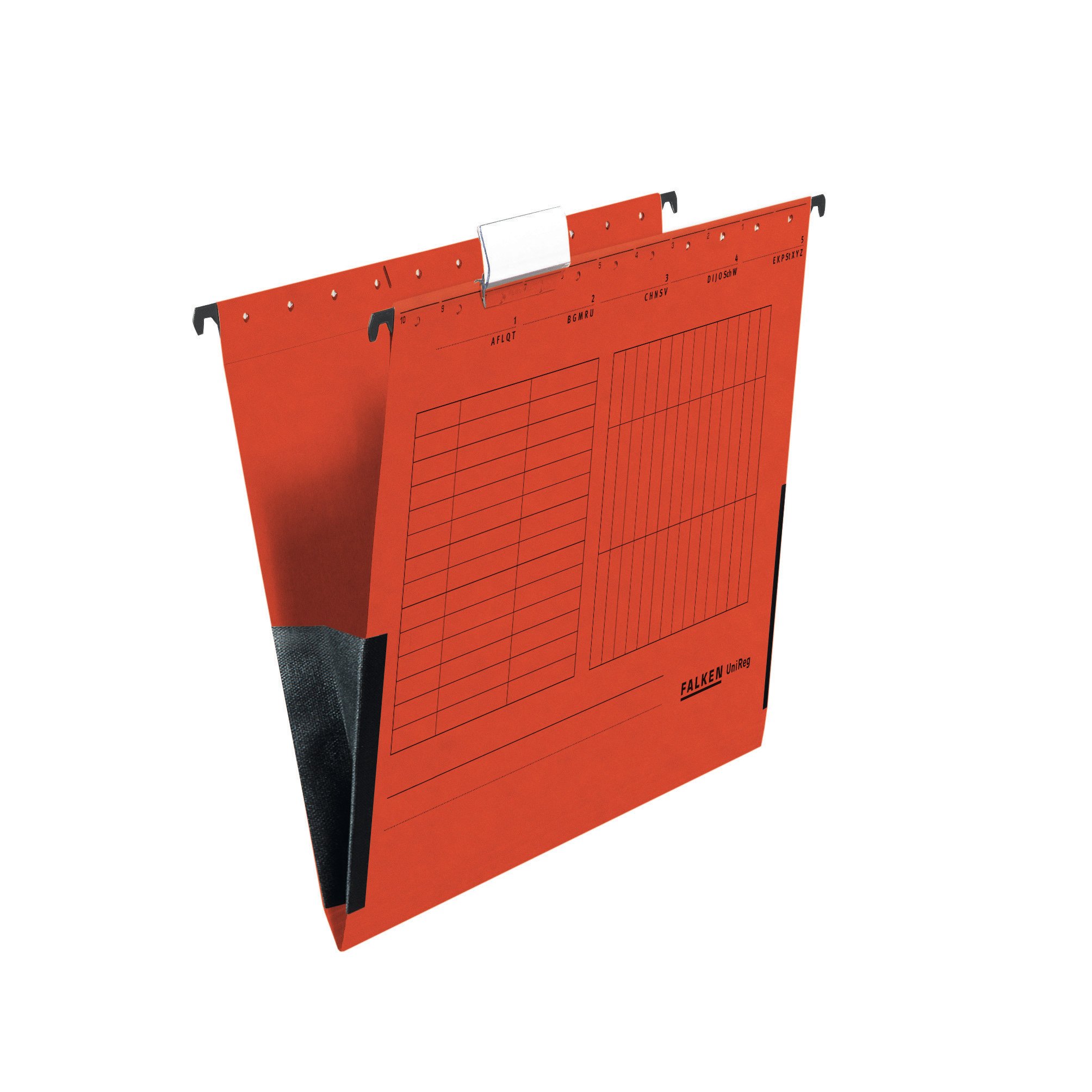 Original Falken 5-pack hanging file UniReg. Made in Germany. Made of recycled cardboard for DIN A4 with linen frogs red Blue Angel ideal for loose-leaf filing in the office and government office.