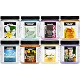Spazazz Botanicals Aromatherapy Hot Tub &amp; Spa Salt Crystal Sampler Pack | 8-Pack of 4oz Botanical Aromatherapy Bath Salt with Tropical, Floral, Vanilla &amp; Eucalyptus Scents with Hot &amp; Cold Towel