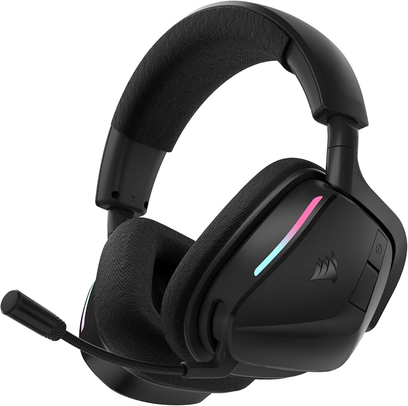 Fones de ouvido para jogos sem fio CORSAIR VOID v2 com Bluetooth para PC, PS5, PS4, Switch e Mobile – Dolby Atmos, bateria de 70 horas, sem fio de banda dupla, carregamento rápido – carbono