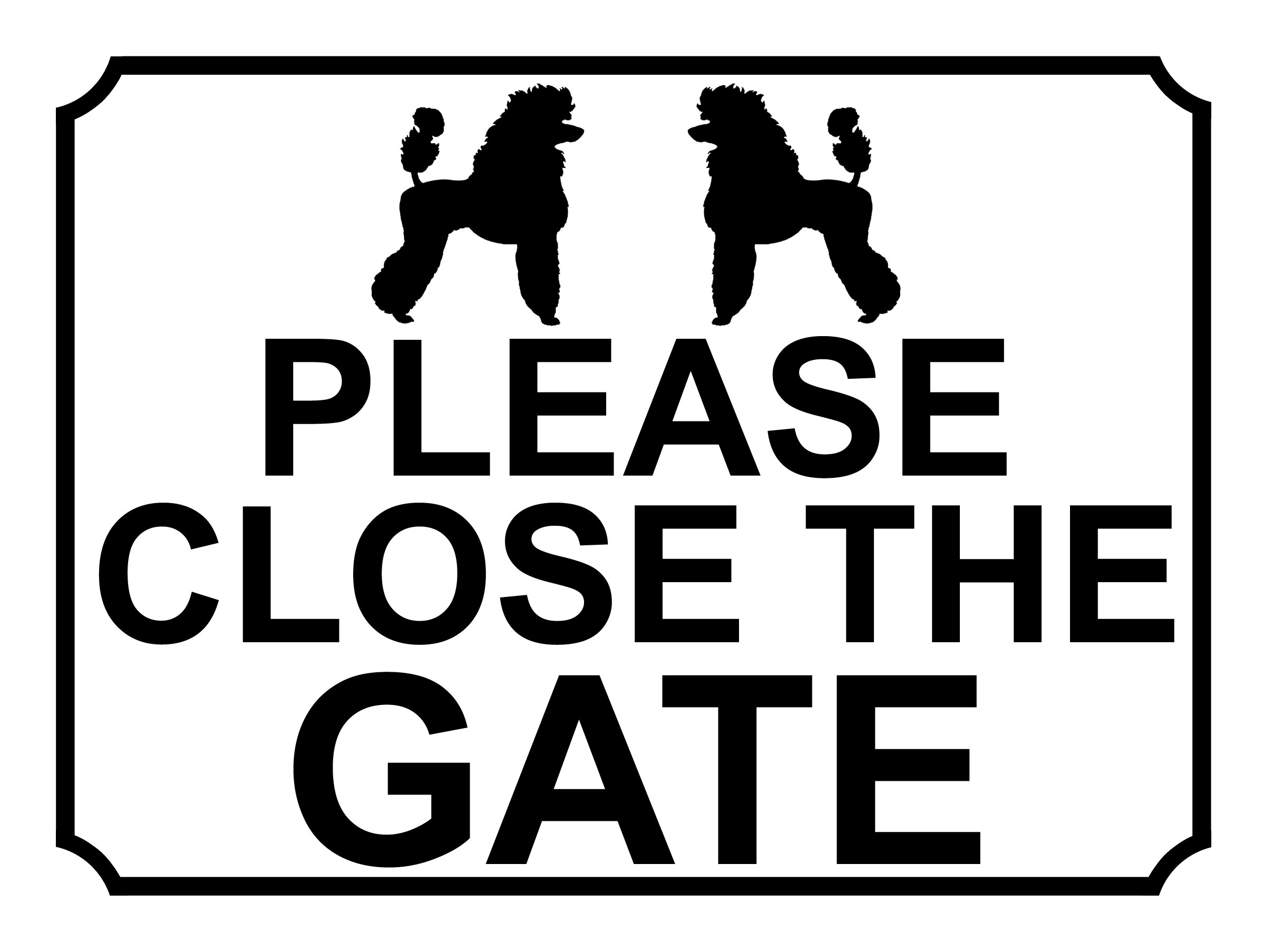 SHAWPRINT PLEASE CLOSE THE GATE DOG THEME METAL SIGN 267MM X 200MM (514H1L) LARGE 10" X 8"