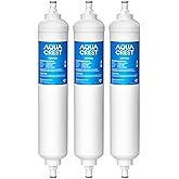 AQUACREST GXRTQR Inline Water Filter, NSF Certified, Compatible with GE GXRTQR, GXRTQ System, Reduces Chlorine, Fluoride, Limescale and More, For Refrigerator, IceMaker, RVs (3 Filters)