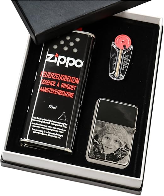 Zippo regalo con grabado en ambos lados | Starter Set | Zippo High Polish brillante en