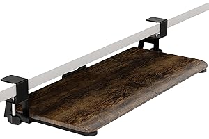 ERGOMAKER Keyboard Tray Under Desk, Pull Out Keyboard Tray with C Clamp Mount, 25.6" (29.7" Including Clamps) x 11.8" Slide-Out Platform Computer Drawer for Typing, Keyboard & Mouse Tray, Rustic Brown