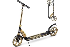 Skidee Scooter for Adults and Teens – Adjustable Height, Kids Scooter, Folding Scooter, Large Sturdy Wheels for Smooth Ride, Lightweight, Durable, Anti-Shock Suspension, Outdoor Toys, up to 220 lbs