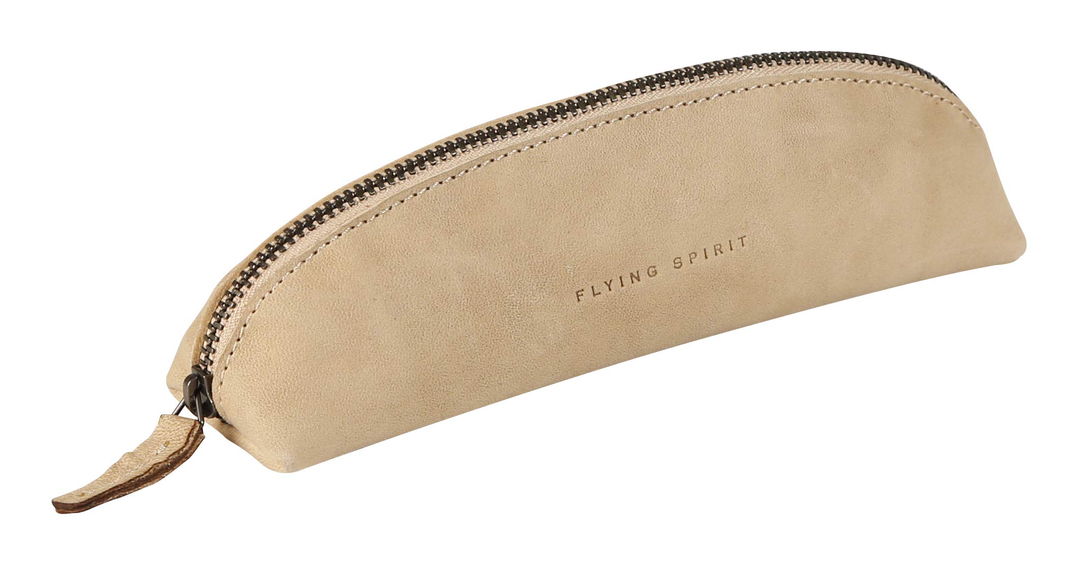Clairefontaine 103512C - A Flying Spirit triangular pencil case 18x4x4 cm, in aged lambskin, Beige
