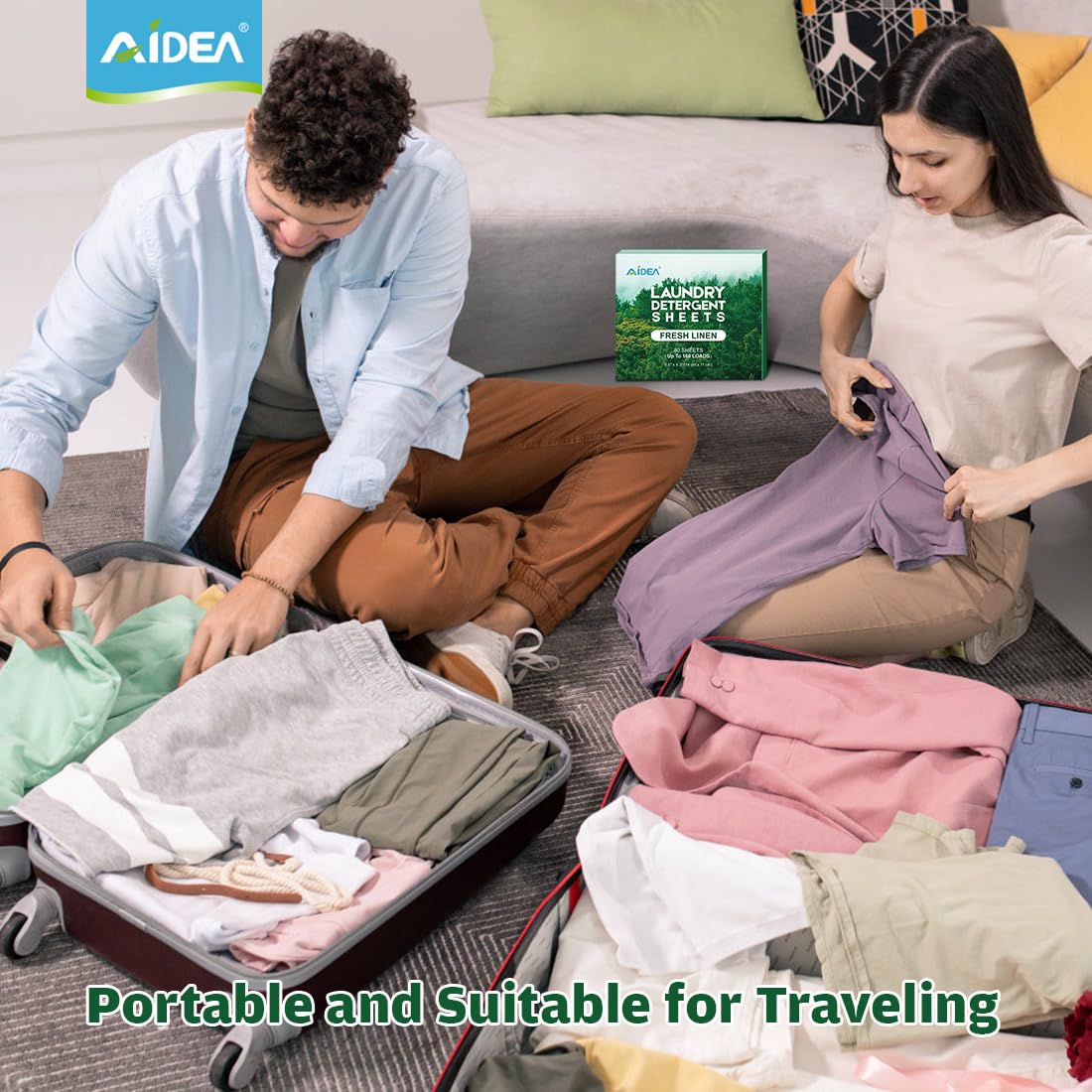 AIDEA Laundry Detergent Sheets, Washer Sheet Detergent, No Plastic Jug, Laundry Soap Sheet For Travel, Home Washing, Fresh Scent-(160 Loads) 80 Sheets
