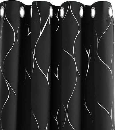 Deconovo Window Treatment Eyelet Room Darkening Curtains 2 Panels 46x90 Black