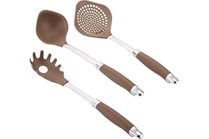 Anolon Gadgets Utensil Kitchen Pasta Cooking Tools Set, 3 Piece, Bronze Brown