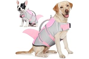 AOFITEE Dog Life Jacket Small, High Flotation Shark Dog Life Vest, Reflective Dogs Lifesaver for Swimming Boating, Ripstop Dogs Swimming Vest with Rescue Handle and High Buoyancy, Pet Swimsuit, S