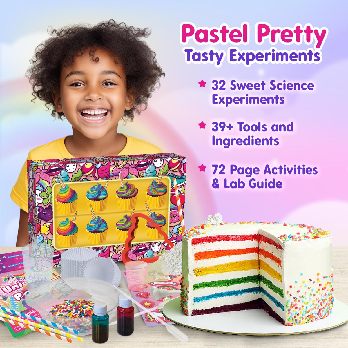Playz Unicorn Poop Candy Making Science Kit for Kids Ages 8-12 Years Old - Food Science Chemistry Kid Science Kit with 32 Experiments to Make Chocolates, Educational Science Kits for Boy & Girls