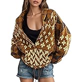 BONVEN Womens Boho Oversized Crochet Cardigan Sweaters Button Down Shawl Collar Sweater Coats Fall Fashion 2025