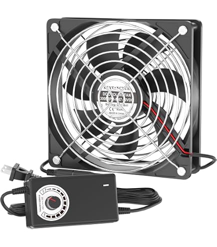 IP67 Waterproof Small 12V Variable Speed Computer Fan with AC Plug, KEYFANCLUB 110V 120V 220V AC Powered Ventilation Exhaust Fan for Receiver Terrarium Biltong Box Grow Tent Cabinet Cooling : Electronics