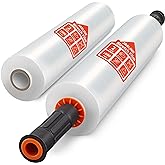 JARLINK Stretch Film, 15" x 1000' Shrink Pallet Wrap W/Handles, 60 Gauge | 2 Pack Clear stretch wrap Rolls, Industrial Strength Heavy Duty Plastic Stretch Wrap Moving, Packing, and Shipping