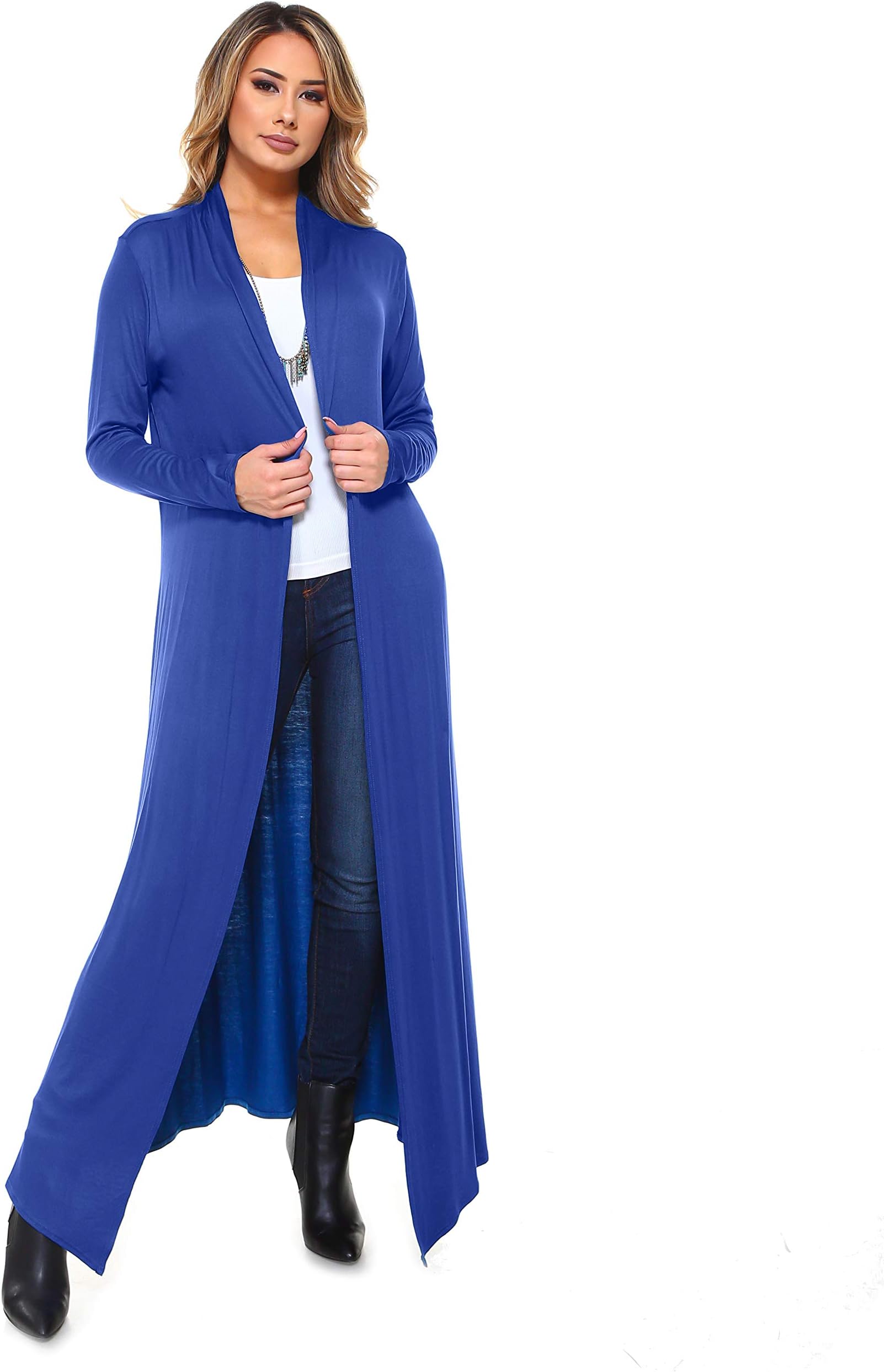 Isaac Liev Women's Super Long Flowy Floor Length Maxi Cardigan Duster - Made in The USA