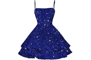 YOFF Sequin Short Homecoming Dresses for Teens 2025 Sparkly Spaghetti Straps Sweet 16 Prom Cocktail Dress YO070