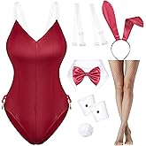 Womens Bunny Costume Girl Bodysuit Anime Role Costume Senpai Cosplay Bodysuit One Piece Stockings Set